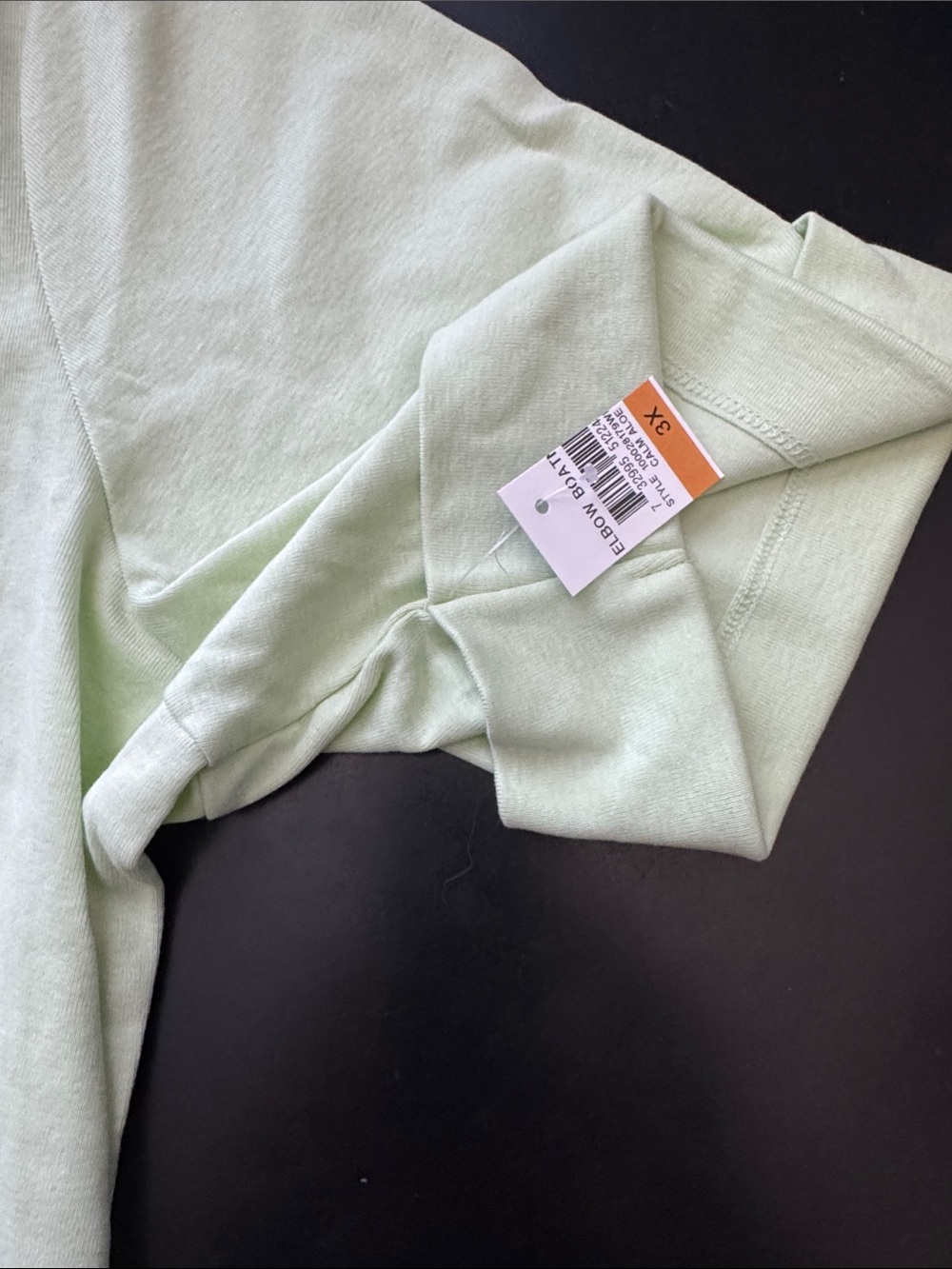 Light Green Elbow Sleeve Boatneck Short Sleeve Top Plus Size 3X - Picture 6 of 8